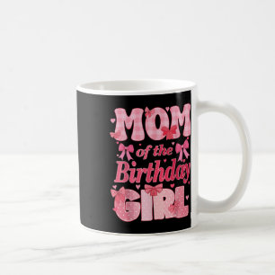 Mum Of The Birthday Girl Family Pink Coquette Bow  Coffee Mug