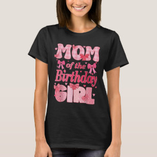 Mum Of The Birthday Girl Family Pink Coquette Bow T-Shirt