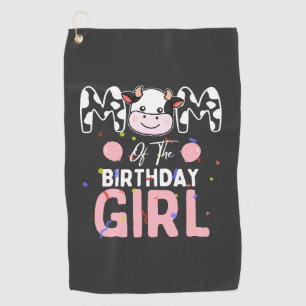 Mum of The Birthday Girl Farm Cow Mummy Mama 1st Golf Towel