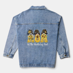 Mum Of The Birthday Girl  Mum Gnome Sunflower Moth Denim Jacket