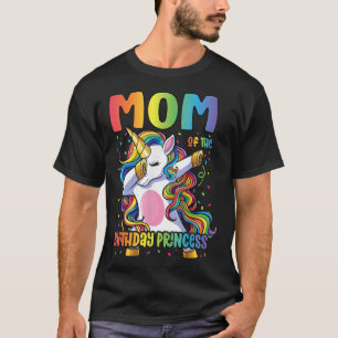 Mum of the Birthday Princess Mum Dabbing Unicorn G T-Shirt