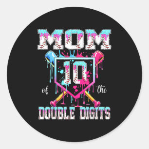 Mum of the double digits 10th birthday boy basebal classic round sticker