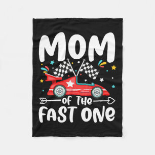 Mum Of The Fast One Birthday 1st Race Car Family M Fleece Blanket