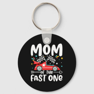Mum Of The Fast One Birthday 1st Race Car Family M Key Ring