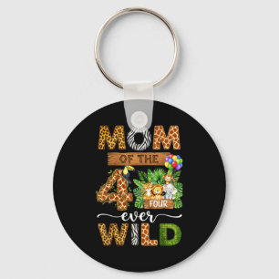 Mum of the four wild 4th birthday boy matching key ring
