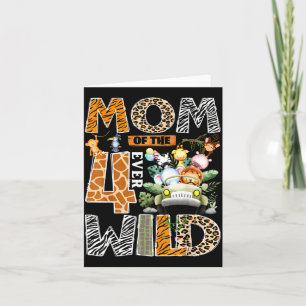 Mum of the four wild safari jungle 4th birthday bo card