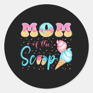 Mum Of The Scoop Ice Cream Gender Reveal Baby Show Classic Round Sticker