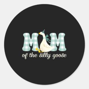 Mum of the silly goose birthday party matching classic round sticker