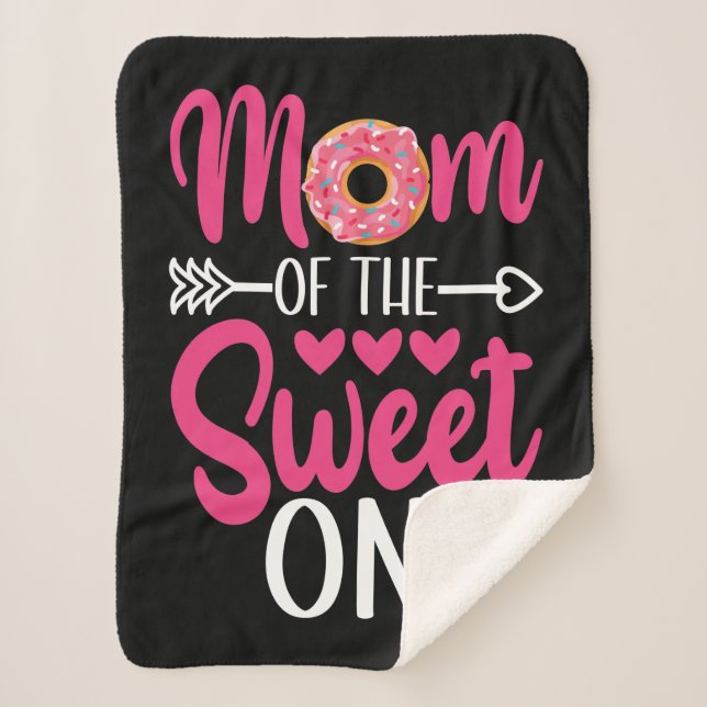 Mum of the Sweet One Sprinkled Doughnut Sherpa Blanket (Front)