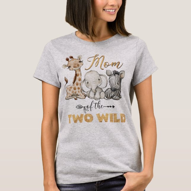 Mum of the Two Wild 2nd Birthday Gold Foil T-Shirt (Front)