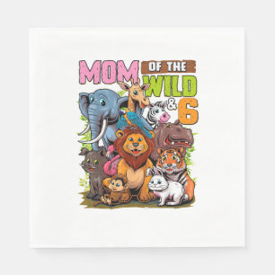 Mum of the Wild & 6 Zoo Theme Jungle Animal 6th Bi Napkin