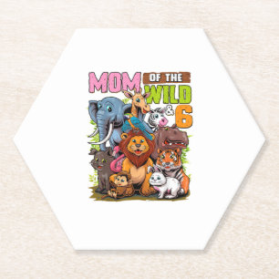 Mum of the Wild & 6 Zoo Theme Jungle Animal 6th Bi Paper Coaster