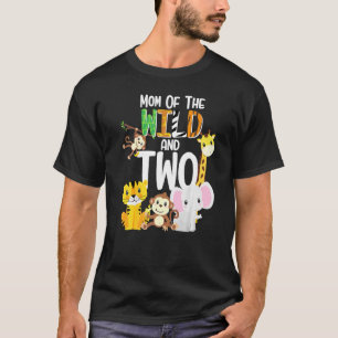 Mum Of The Wild And Two Zoo Theme Birthday Safari T-Shirt