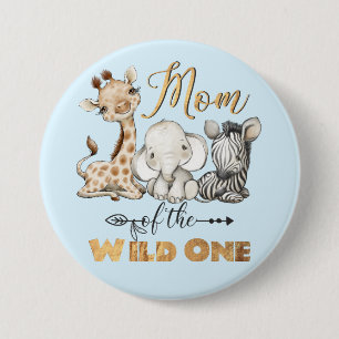 Mum of the Wild One Gold Foil Button