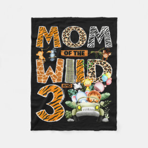 Mum of the wild three 3rd birthday boy safari fleece blanket