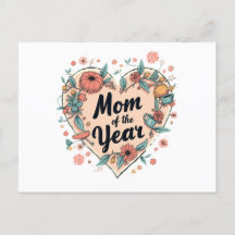 Mum of the Year Floral Heart Design