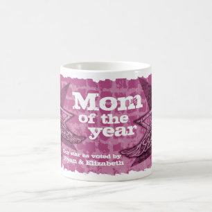 Mum of the year photo stars purple mauve mug