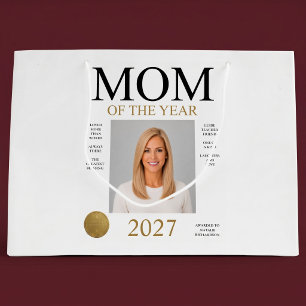 Mum Of The Year Photo (White Only) Large Gift Bag
