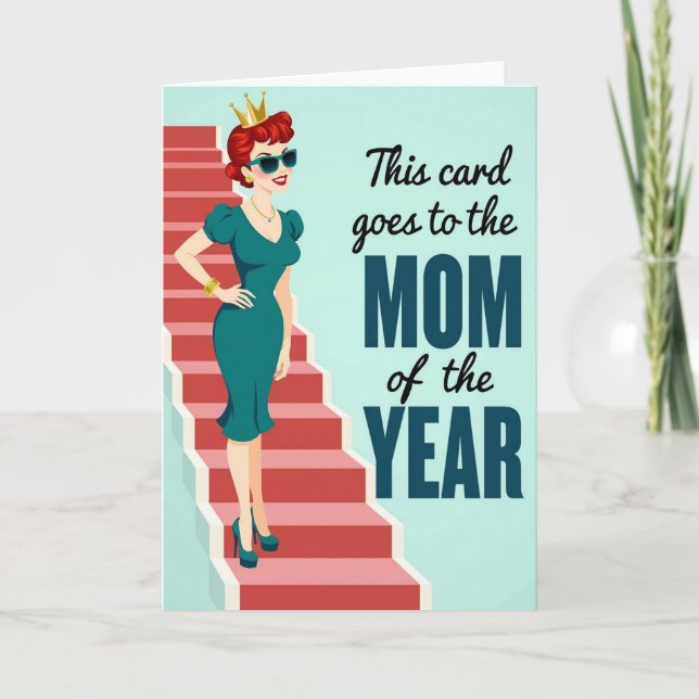 Mum Of The Year Retro Style Card (Front)