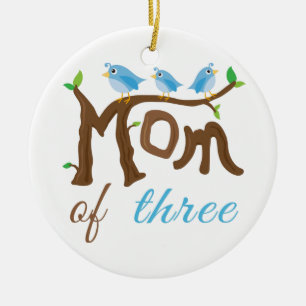 Mum of Three Branch Ceramic Ornament