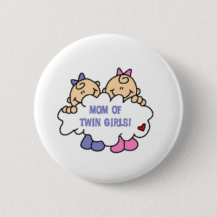 Mum of Twin Girls 6 Cm Round Badge