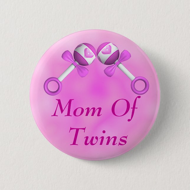 Mum Of Twin Girls Button (Front)