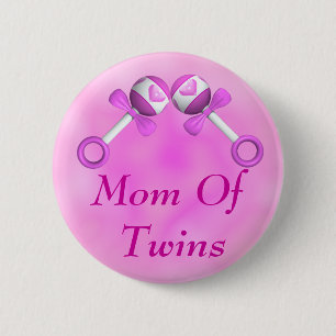 Mum Of Twin Girls Button