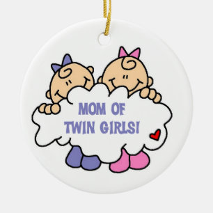 Mum of Twin Girls T-shirts and Gifts Ceramic Ornament