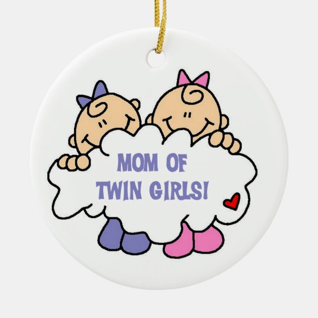 Mum of Twin Girls T-shirts and Gifts Ceramic Ornament (Front)