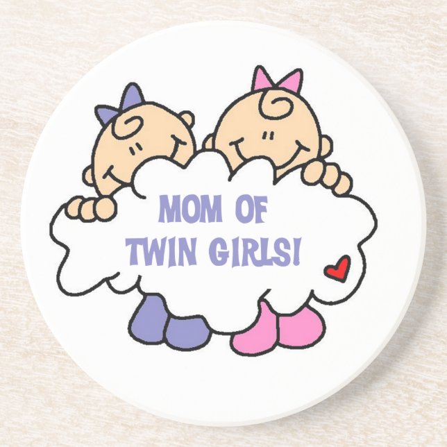 Mum of Twin Girls T-shirts and Gifts Coaster (Front)