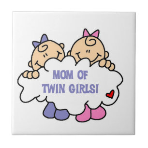 Mum of Twin Girls T-shirts and Gifts Tile