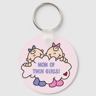 Mum of Twin Girls Tshirts and Gifts Key Ring