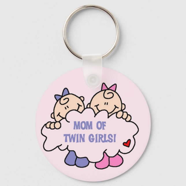 Mum of Twin Girls Tshirts and Gifts Key Ring (Front)