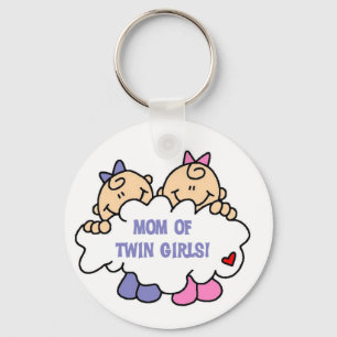 Mum of Twin Girls Tshirts and Gifts Key Ring