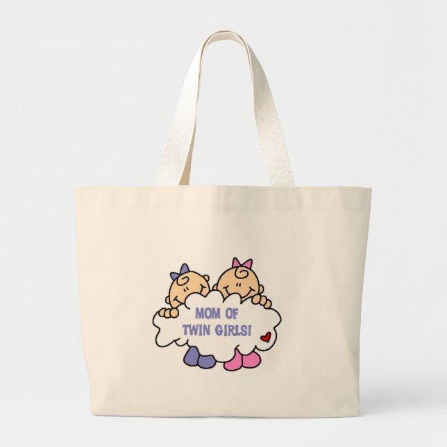 Mum of Twin Girls Tshirts and Gifts Large Tote Bag (Front)