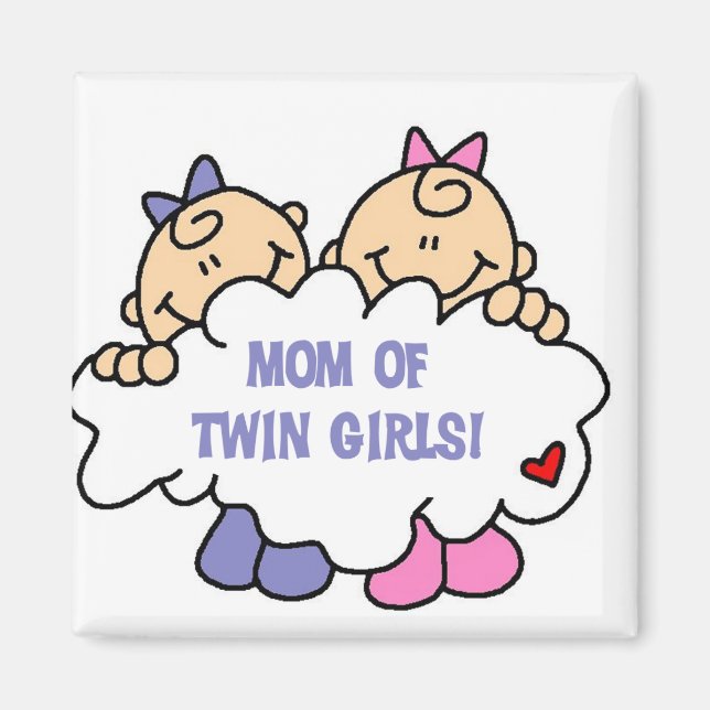 Mum of Twin Girls Tshirts and Gifts Magnet (Front)