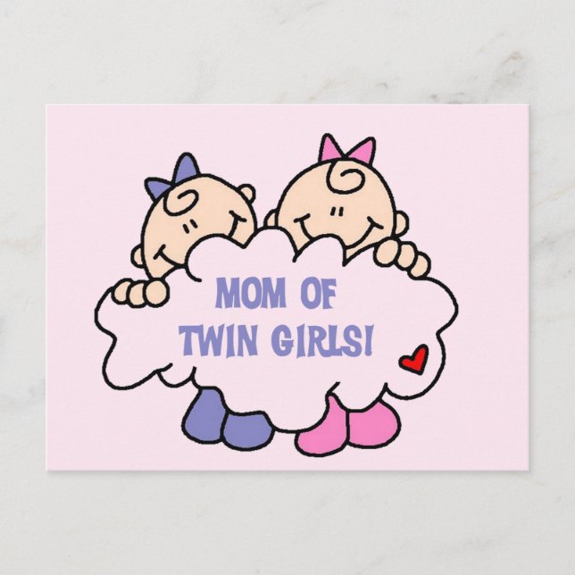 Mum of Twin Girls Tshirts and Gifts Postcard (Front)