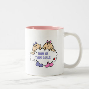Mum of Twin Girls Tshirts and Gifts Two-Tone Coffee Mug
