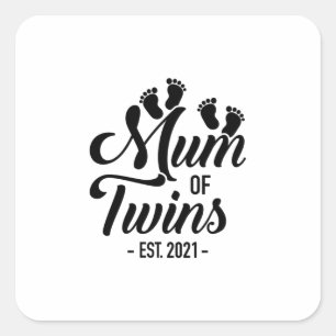 Mum Of Twins 2021 Square Sticker