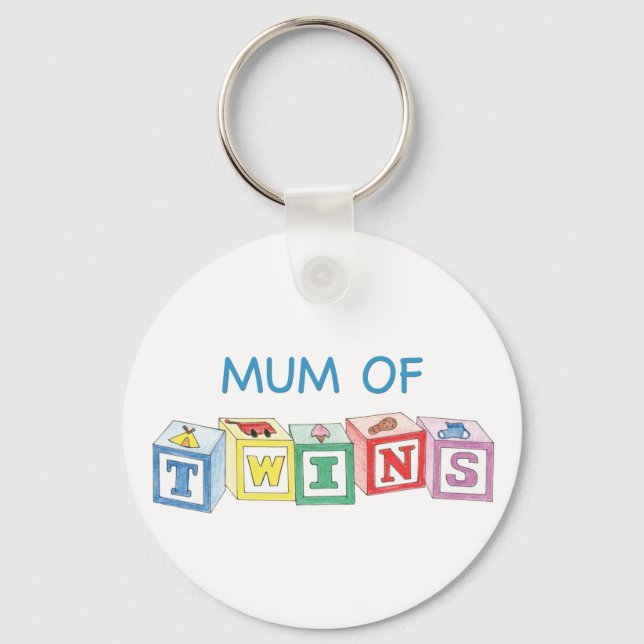 Mum of Twins Blocks Key Ring (Front)