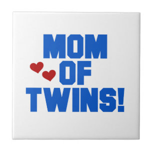 Mum of Twins Blue Text Gifts Ceramic Tile