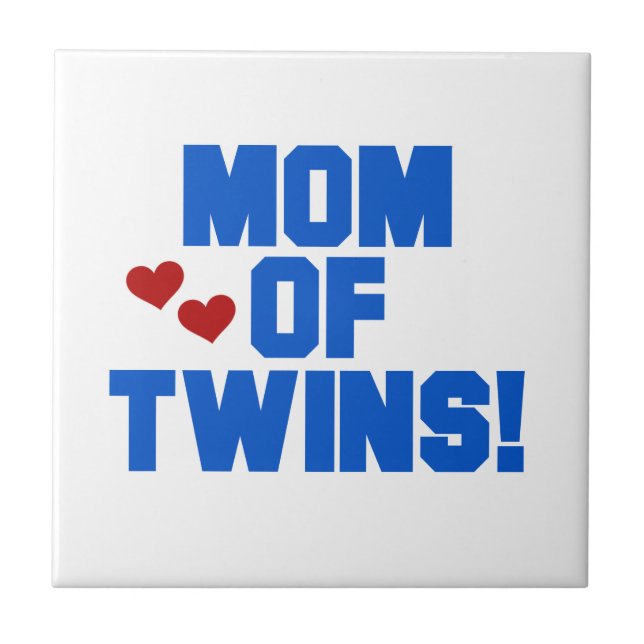Mum of Twins Blue Text Gifts Ceramic Tile (Front)
