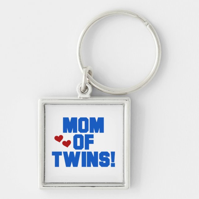 Mum of Twins Blue Text Gifts Key Ring (Front)