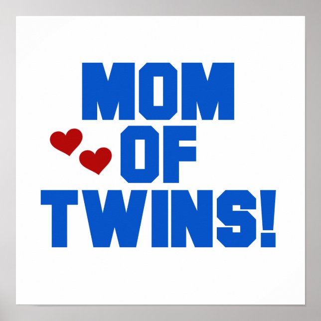 Mum of Twins Blue Text Gifts Poster (Front)