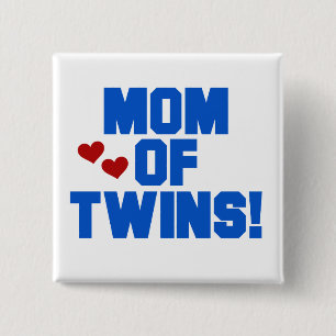 Mum of Twins-Blue Text Tshirts and Gifts 15 Cm Square Badge