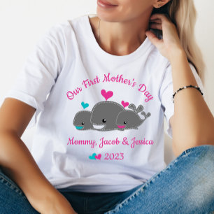 Mum of Twins, Boy & Girl, Mother's Day T-shirt