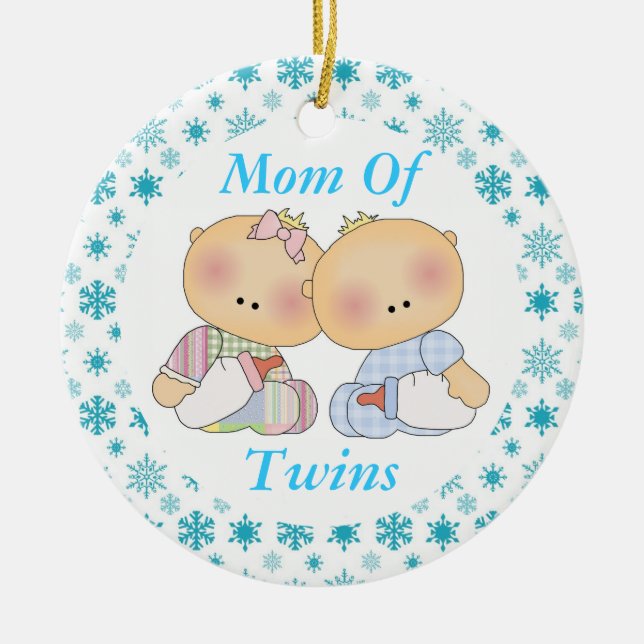 Mum Of Twins Cute Baby Keepsake Ornament Gift (Front)