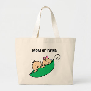 Mum of Twins-Peas in a Pod Tshirts and Gifts Large Tote Bag