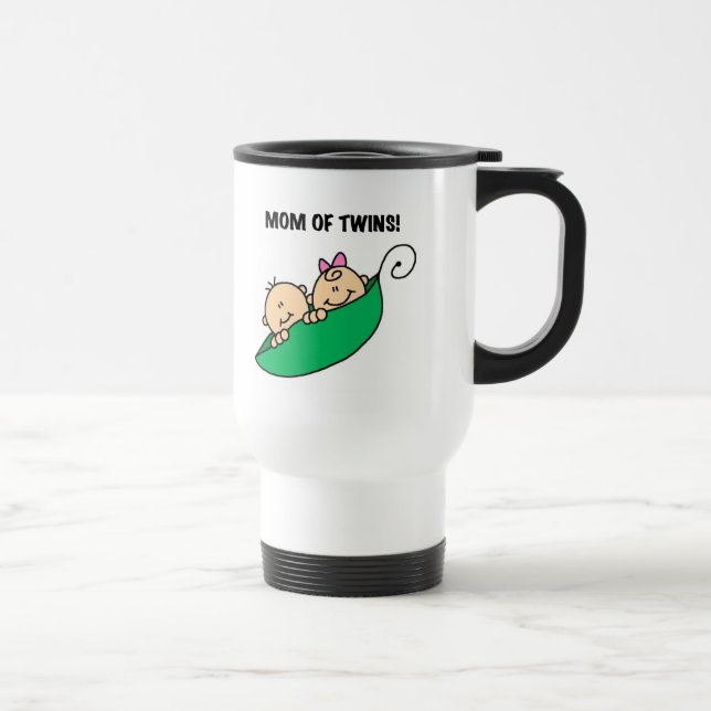 Mum of Twins-Peas in a Pod Tshirts and Gifts Travel Mug (Right)