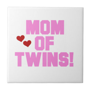 Mum of Twins Pink Text Gifts Ceramic Tile